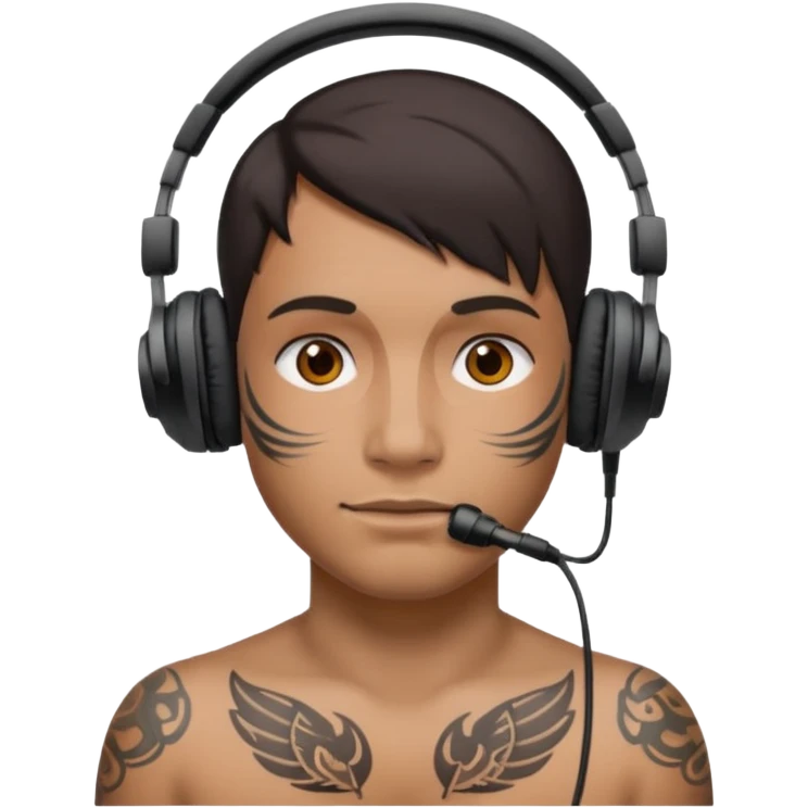 headphone and tattoes on face emoji
