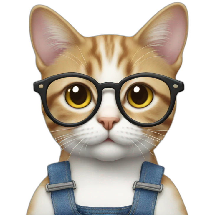 cat in glasses in overalls emoji
