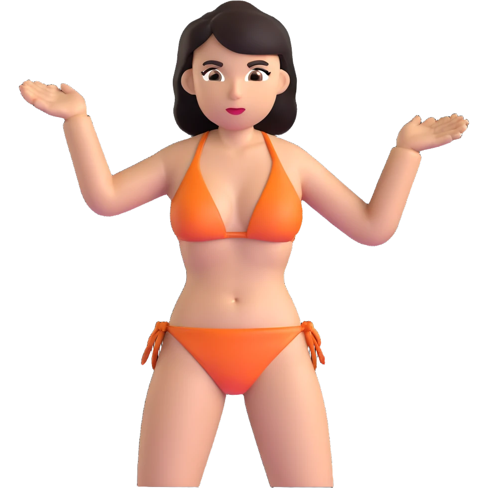 gangster in a bikini, tough expression emoji