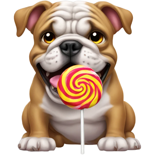 Bulldog eating lollipop emoji