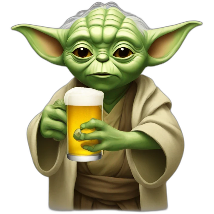 Yoda drinking beer emoji