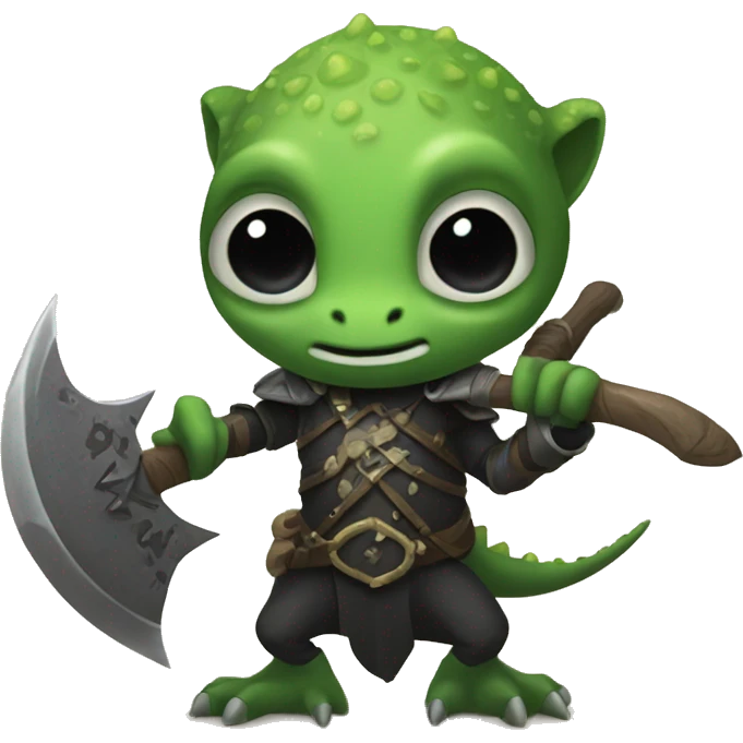 a gecko as an death knight with an twohanded axe emoji