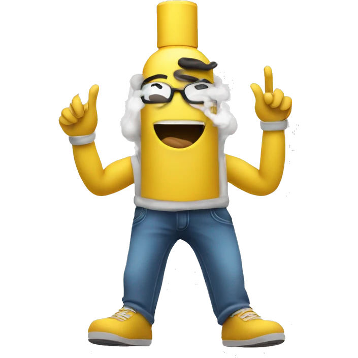 A vape, with a face, arms and legs emoji
