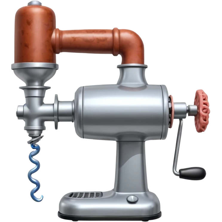 a robot that has a meat grinder for a head. 2 arms that stuff meat into the meat grinder and sausage links come out of the rear. The robot hovers emoji