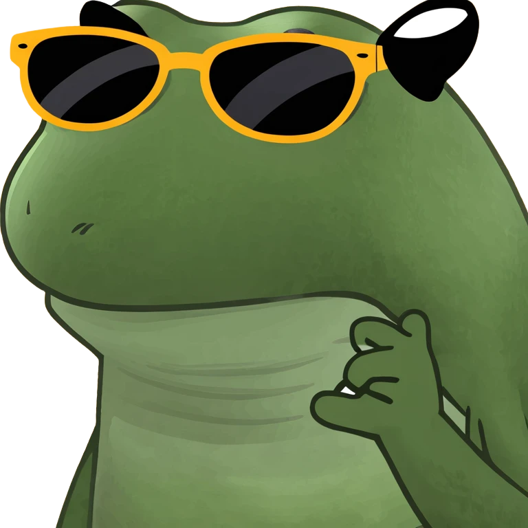 frog with sunglasses meme style emoji