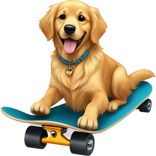 Golden retriever on a skateboard emoji