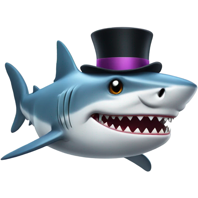 Shark with a top hat emoji