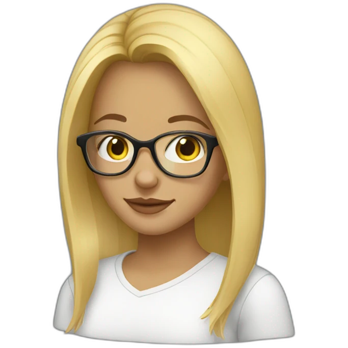 a blonde girl, 23 years old, with transparent glasses emoji