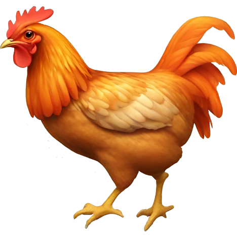 Chicken wearing bright orange hunting a deer emoji