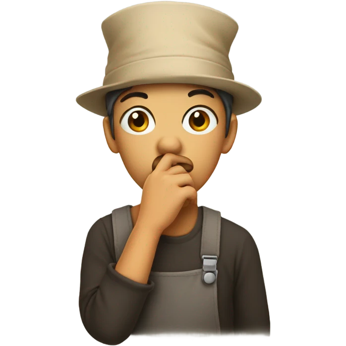 Hand on mouth with bonnet emoji