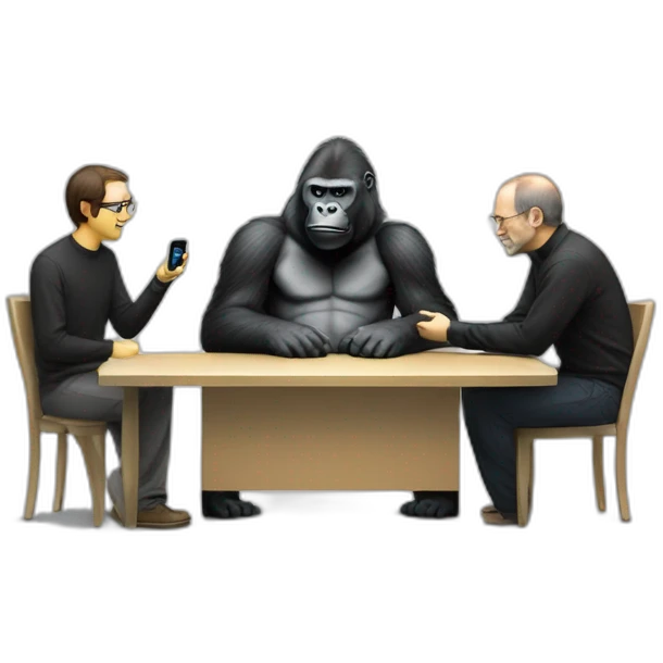 Gorilla meeting Steve Jobs emoji