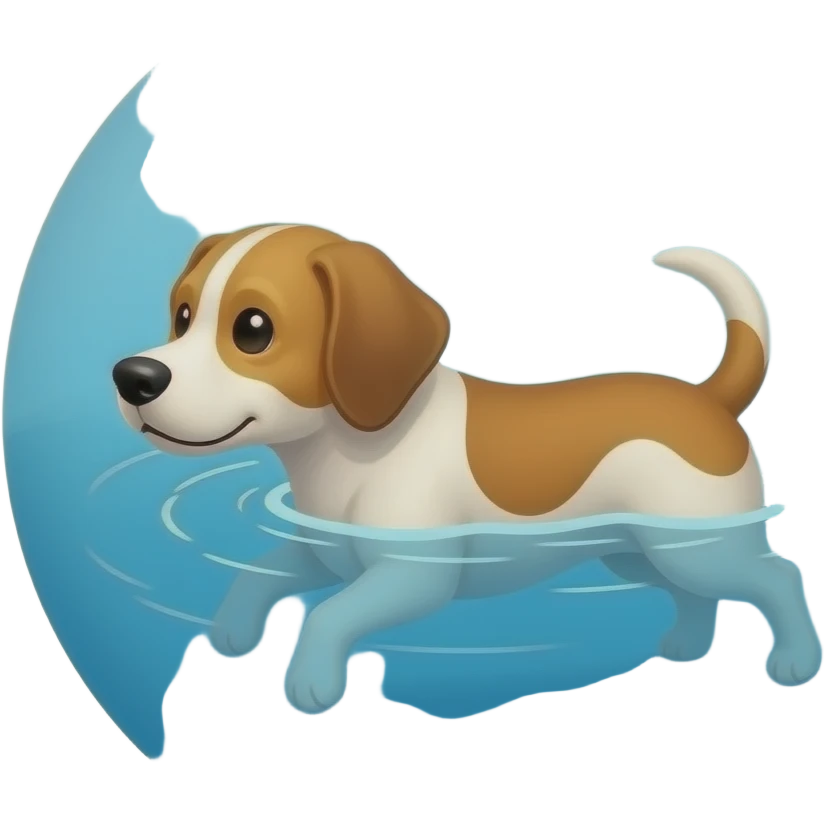 A watery dog with a little circle emoji