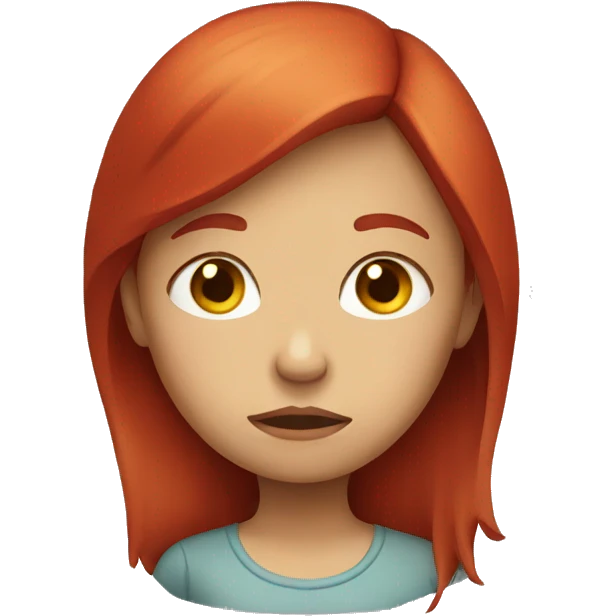 Girl with red hair and sad face  emoji