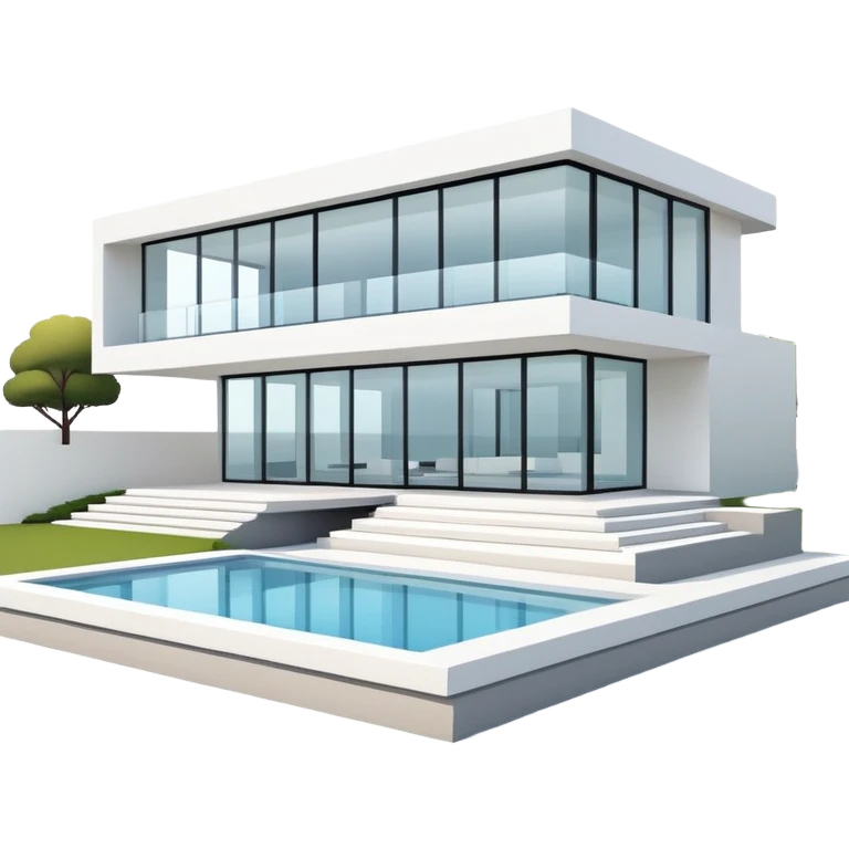 sleek modern house with large windows, flat roof, and clean architectural lines emoji