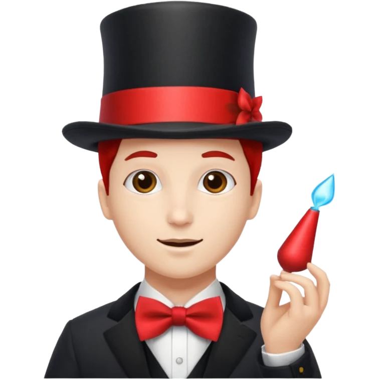 Chat avec un nœud rouge et un chapeau de magicien emoji