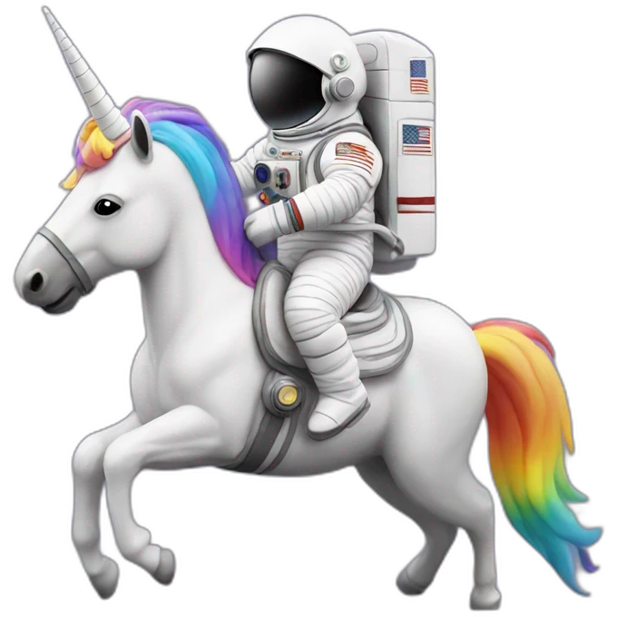 emoji of an astronaut riding a rainbow unicorn emoji
