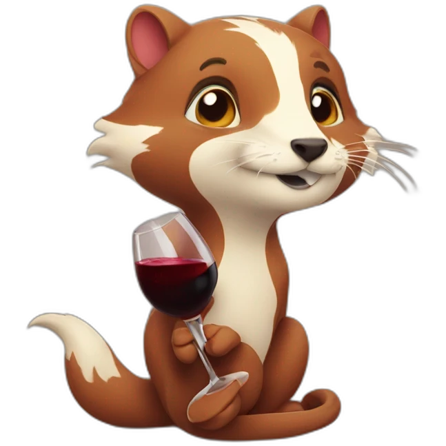 cute weasle drinking red wine emoji