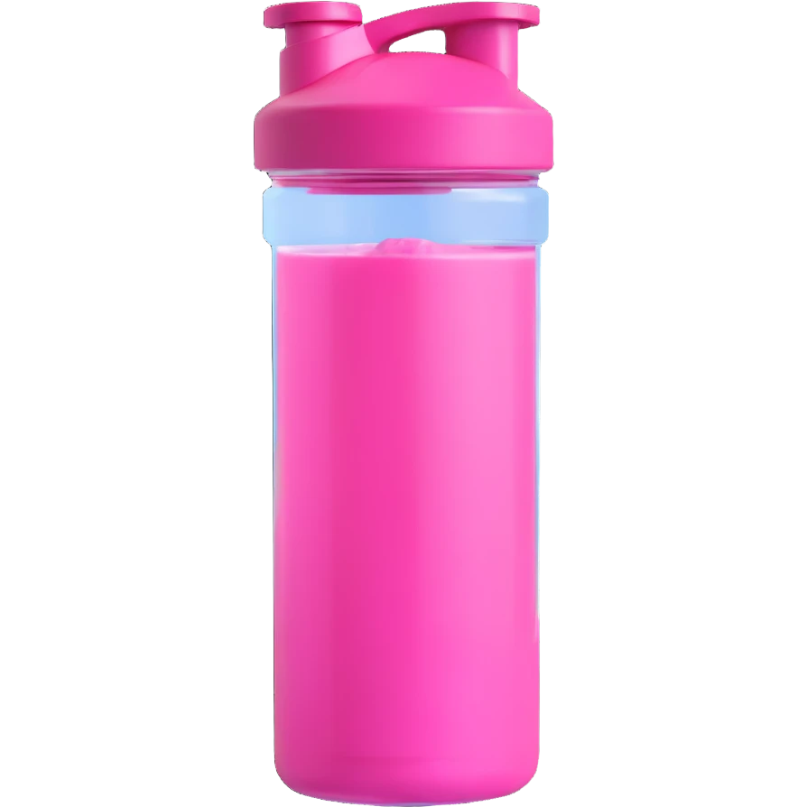 transparent gym shaker bottle filled with pink pre-workout liquid, clear plastic, visible pink liquid inside emoji
