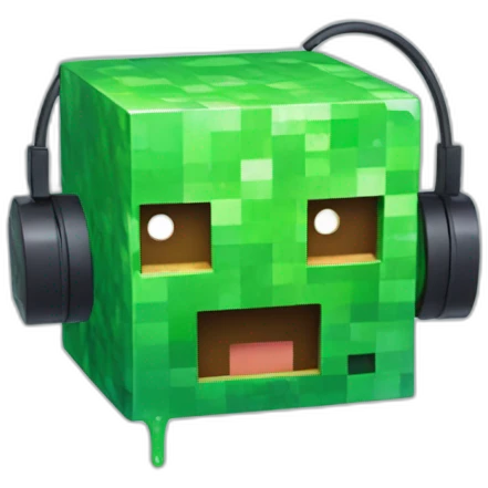 Minecraft Slime wearing a headset emoji