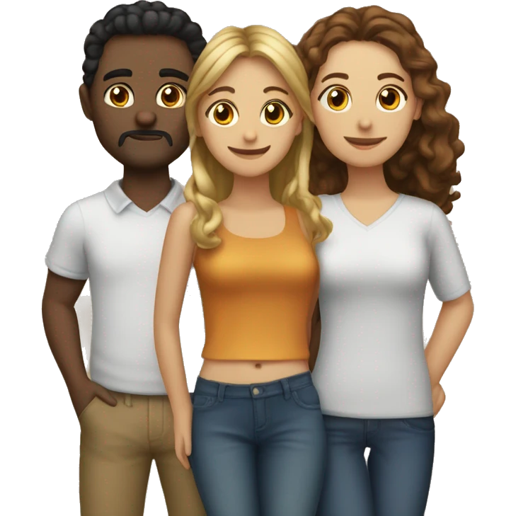 Polyamorous three person couple. Two girls one man emoji