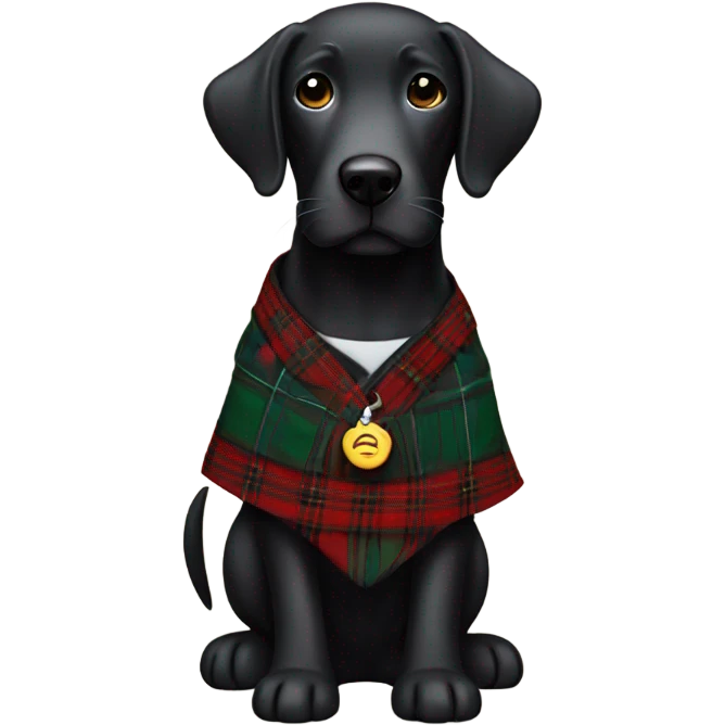 Black Labrador with tartan kilt emoji