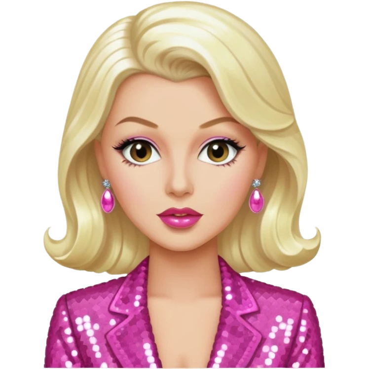 Lana Turner with long platinum blonde hair, pink sequin outfit  emoji