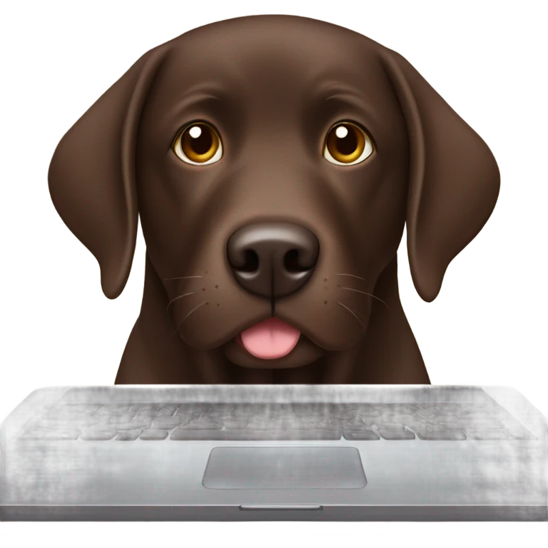 Chocolate lab at computer emoji