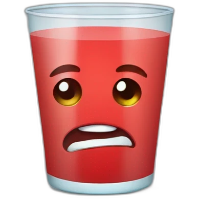 vaso rojo con cara triste cartoon emoji