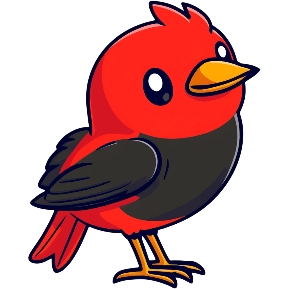 a vibrant red bird, kırmızı kuş emoji