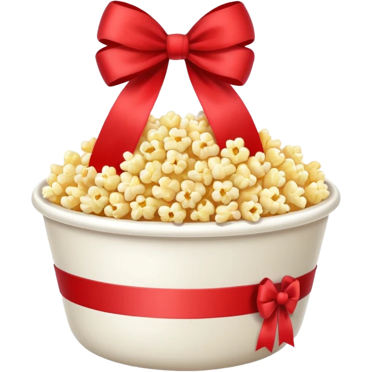 popcorn in white bowl with bow emoji