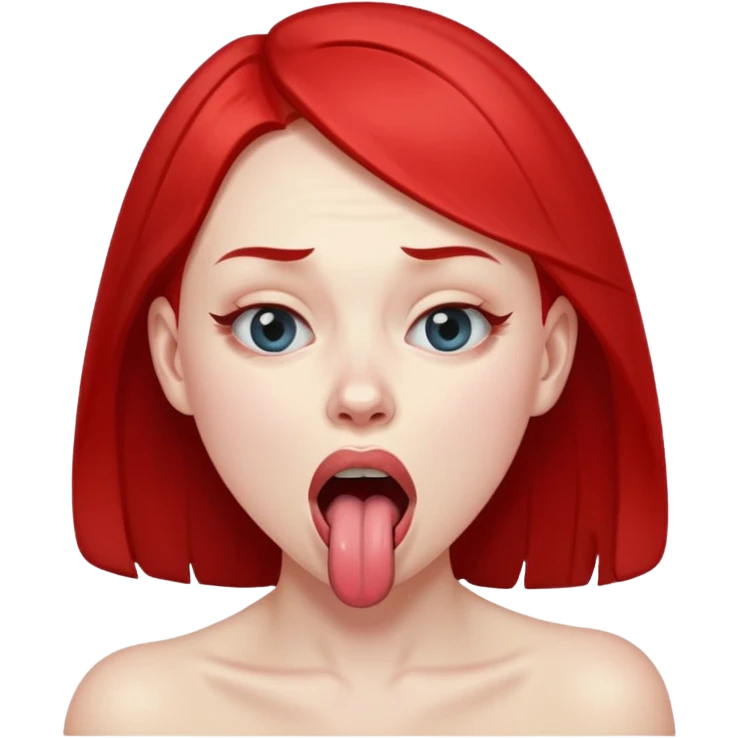 Woman choking herself with a dramatic face and tongue out emoji