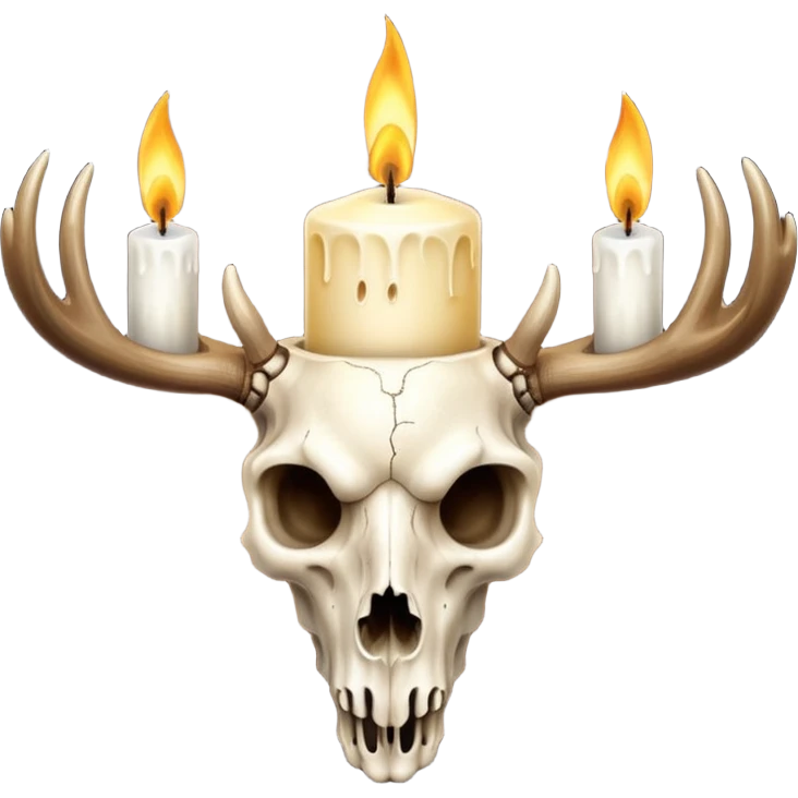Deer skull with candle on top emoji