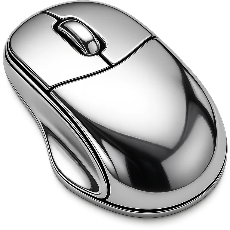 Minimal flat icon of an ergonomic computer mouse, highly modern and technologic design emoji