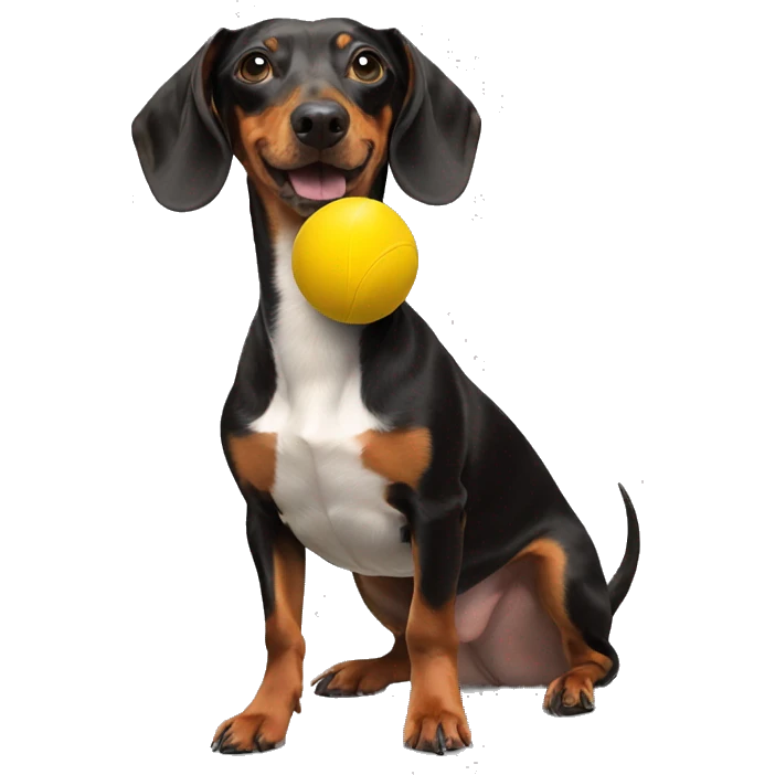 Weiner dog with yellow ball emoji