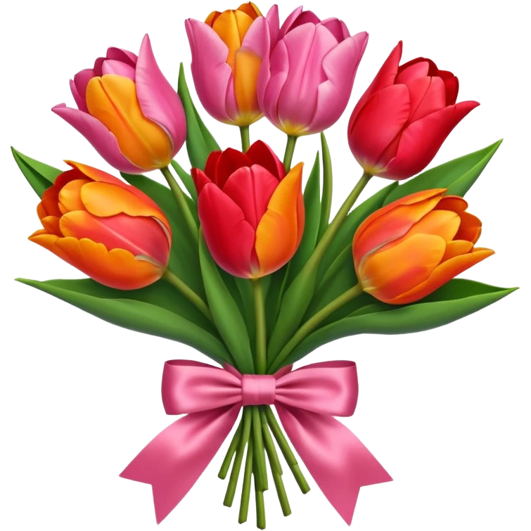 bouquet of 5 tulip and bow tie emoji