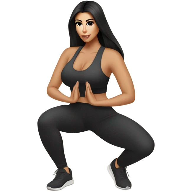 Kim K squatting  in yoga pants emoji