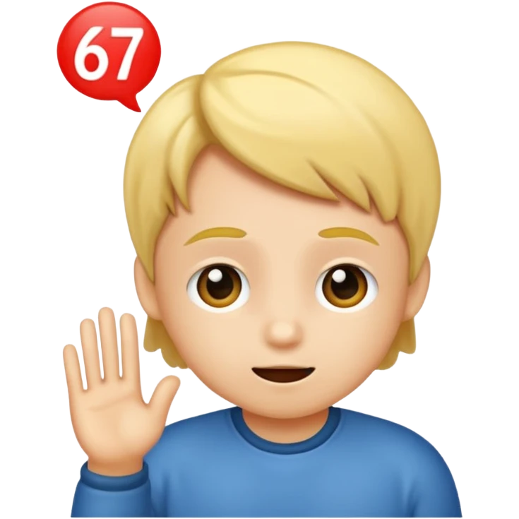 A kid saying 67 emoji
