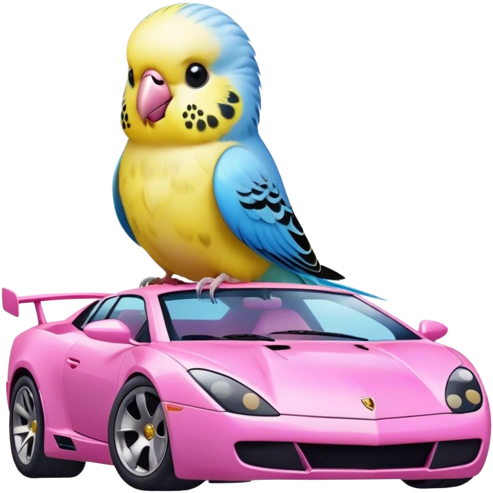 budgie on pink lamborghini pink emoji