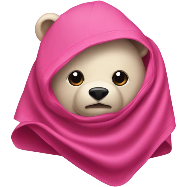 Oso con manta rosa por encima tipo capa emoji
