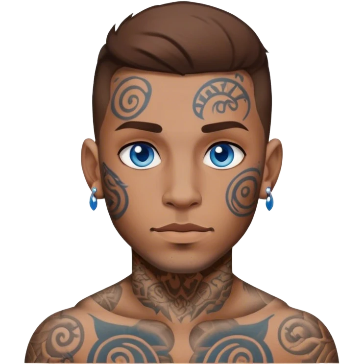 I want a tatted man with face tats brown hair and blue eyes emoji