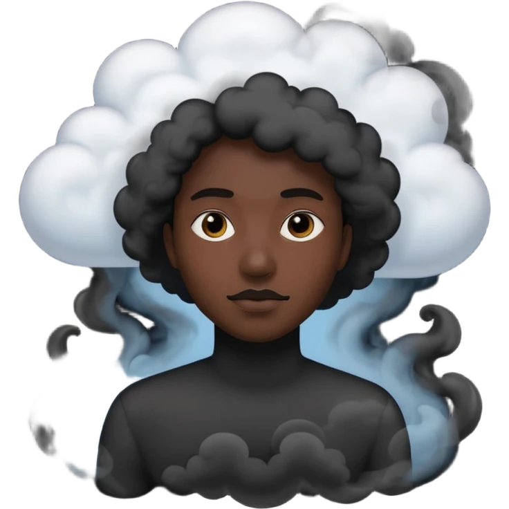 A black head covered in black smoke emoji
