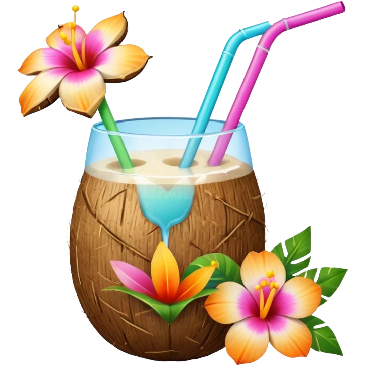 conut drink with flowers emoji
