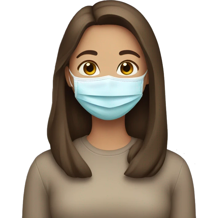Girl with brown hair with a face mask on emoji