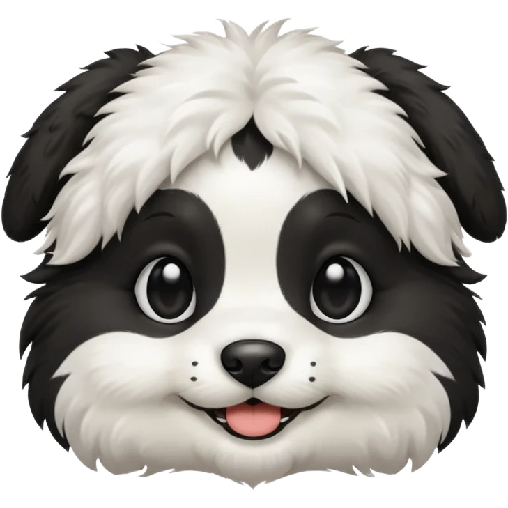 Black and white puppy, smiling emoji