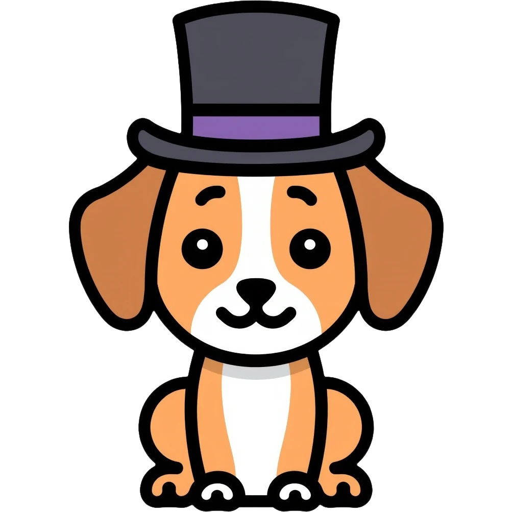 dog wearing a top hat emoji