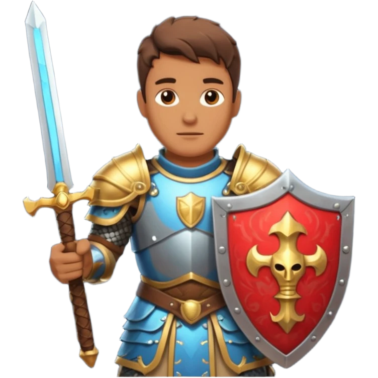 FFXI Paladin, ornate armor, holding shield, glowing sword emoji