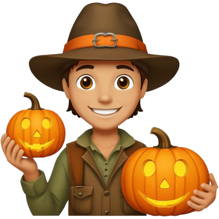 Hunter With Jack o Lantern emoji