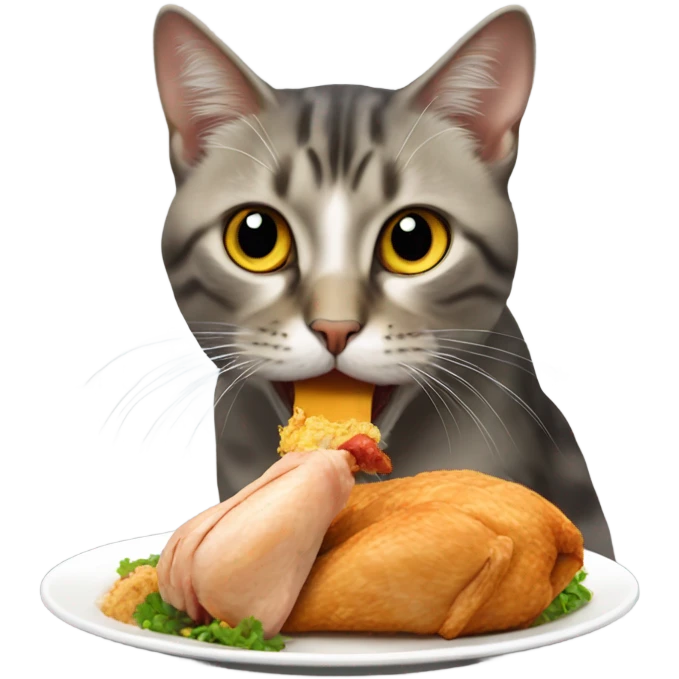 Cat eating chicken emoji