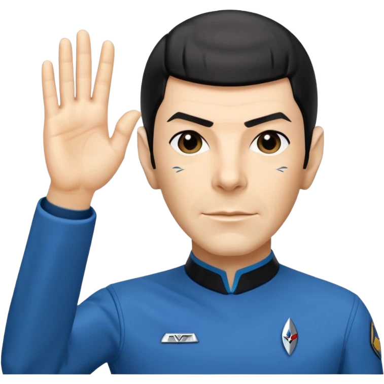Spock making the Vulcan salute in Starfleet blue uniform (Star Trek) emoji
