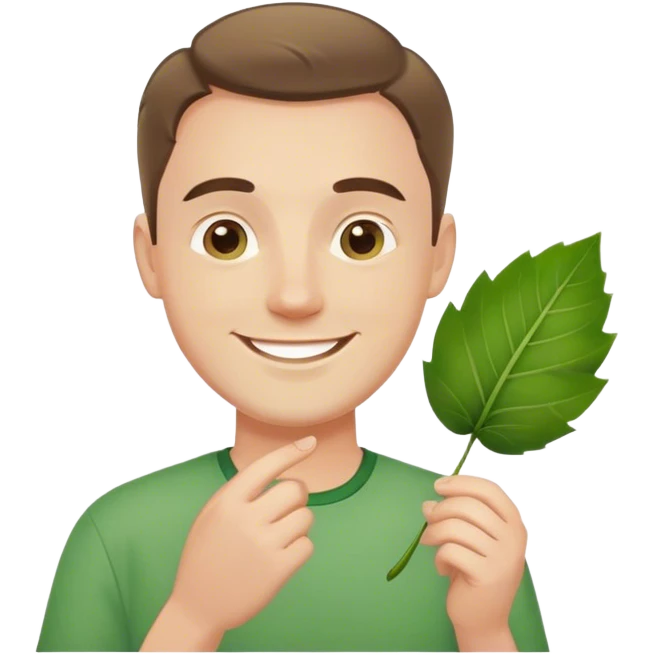polish man in green shirt happy leaf emoji